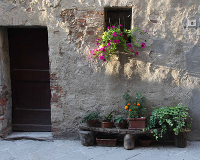 Pienza Door and Flowers